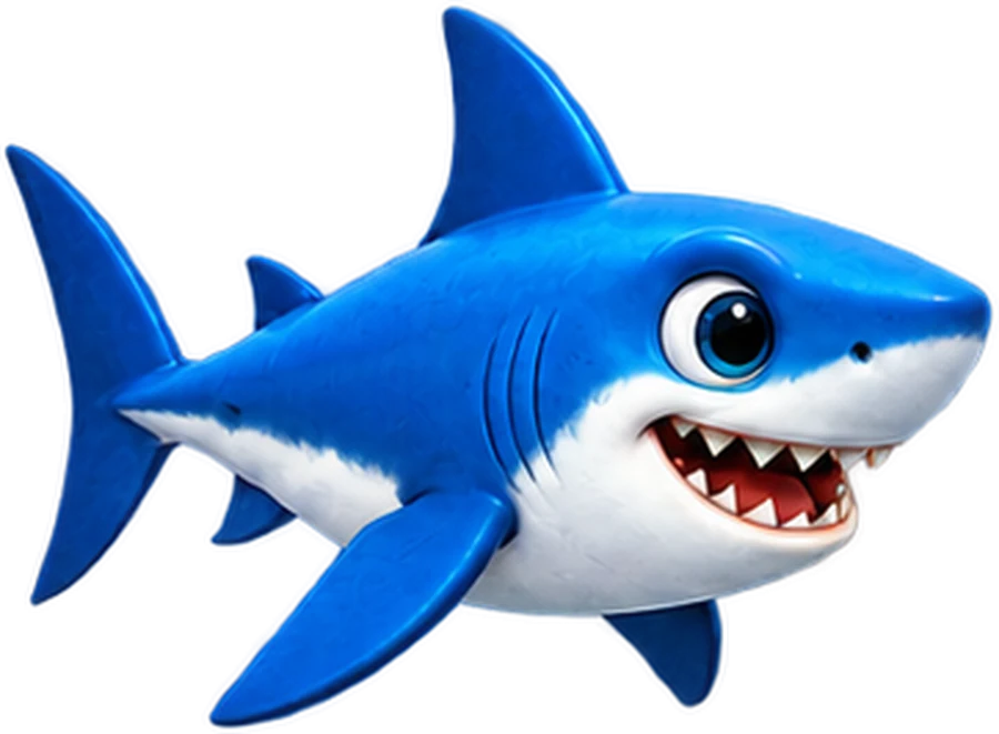 A blue cartoon shark.
